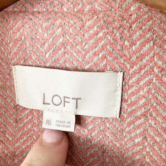 NWOT LOFT Blush Herringbone Longline Wool Blend Blazer women's plus size 16 - Picture 5 of 16